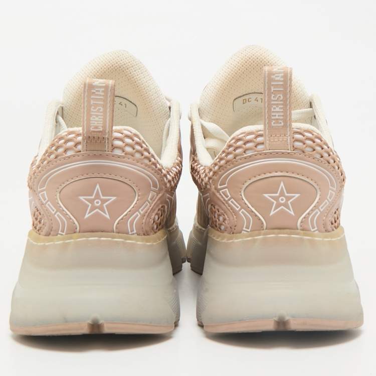 Pre Owned Dior Old Rose/White Oblique Leather and Rubber Vibe Sneakers Size 41