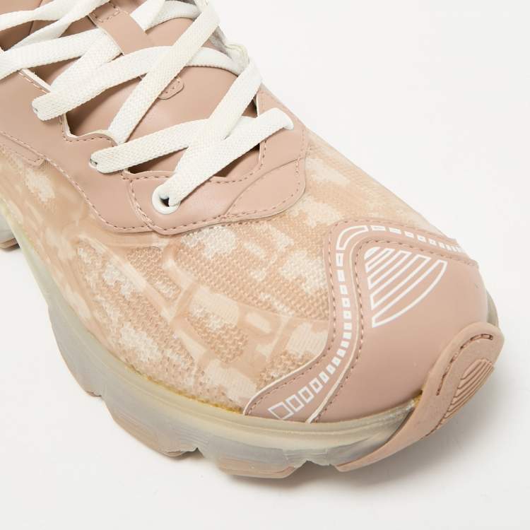 Pre Owned Dior Old Rose/White Oblique Leather and Rubber Vibe Sneakers Size 41