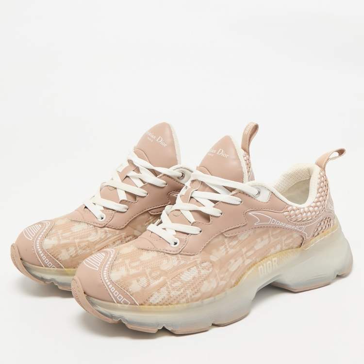 Pre Owned Dior Old Rose/White Oblique Leather and Rubber Vibe Sneakers Size 41