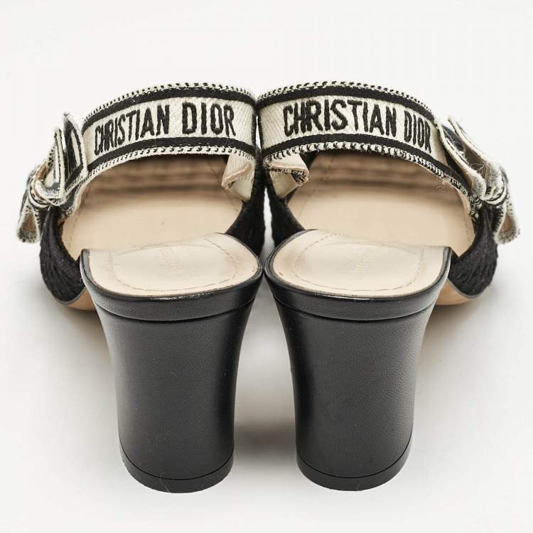 Pre Owned Dior Black Canvas D-moi Slingback Pumps Size 37