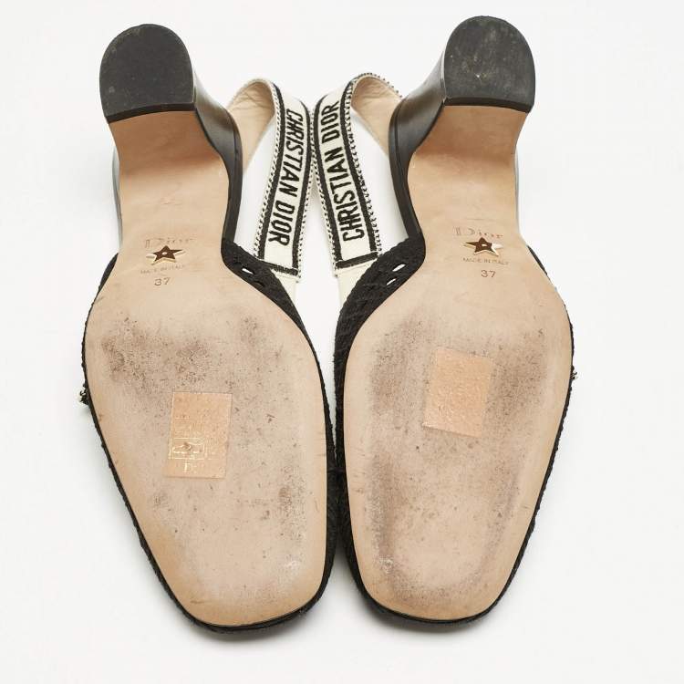 Pre Owned Dior Black Canvas D-moi Slingback Pumps Size 37