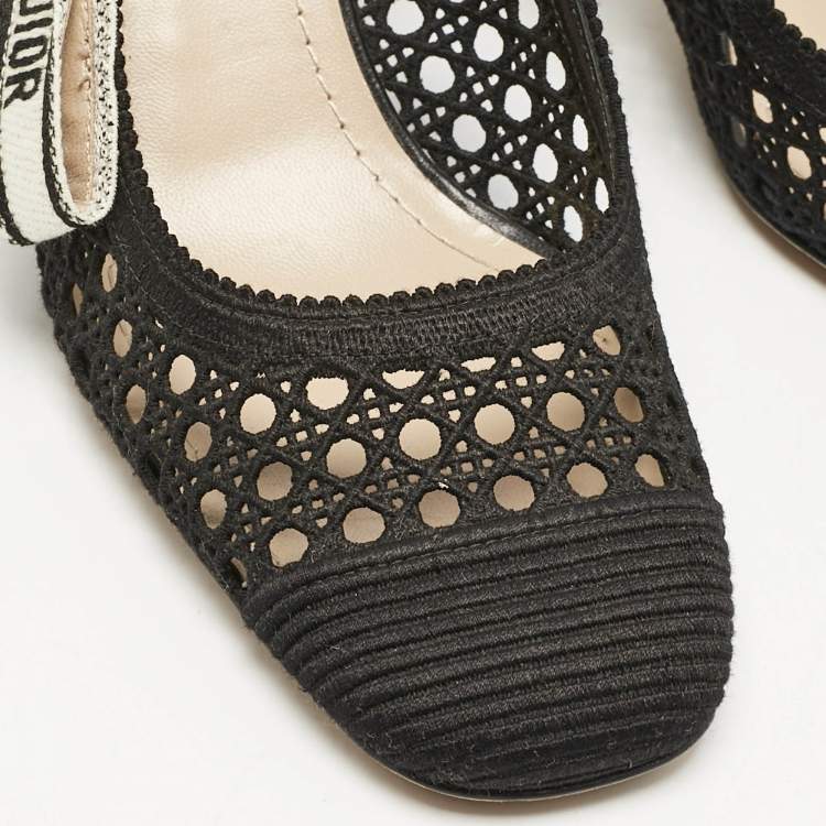 Pre Owned Dior Black Canvas D-moi Slingback Pumps Size 37