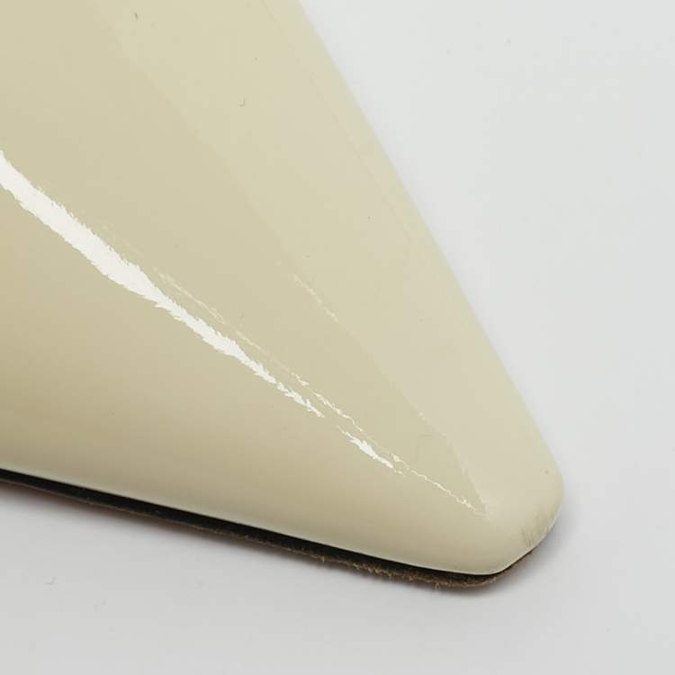 Pre Owned Dior Cream Patent Leather J'Adior Pointed Toe Slingback Pumps Size 38