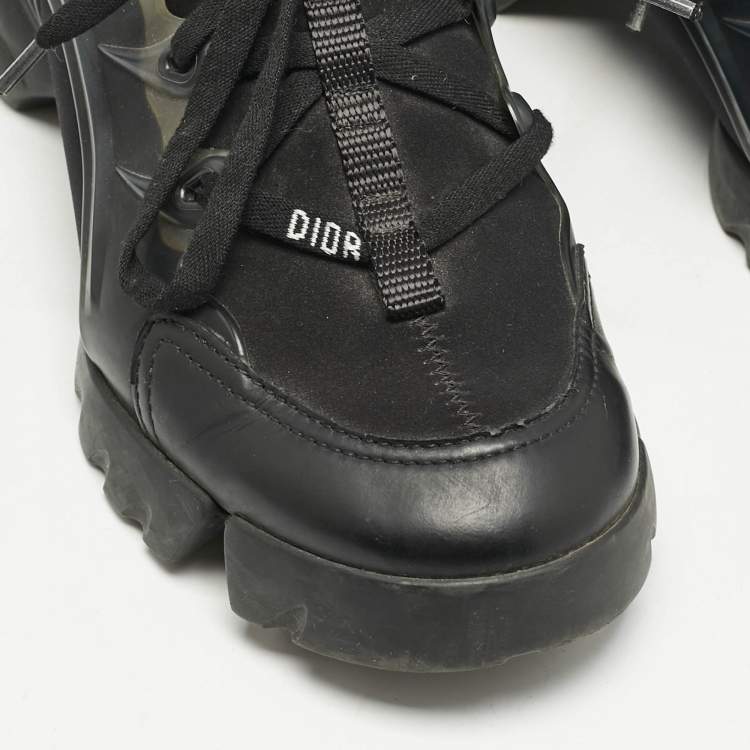 Pre Owned Dior Black Leather and Neoprene D-Connect Sneakers Size 37