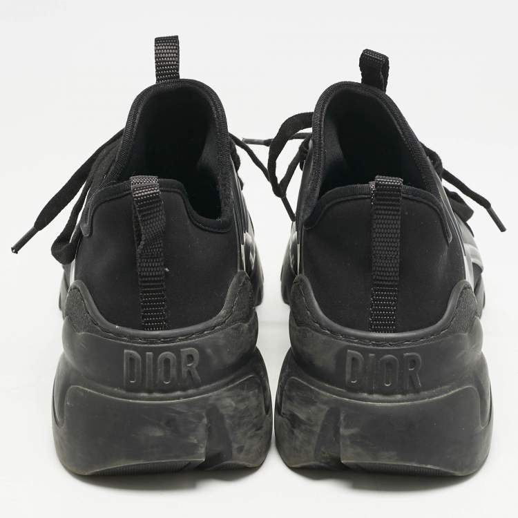 Pre Owned Dior Black Leather and Neoprene D-Connect Sneakers Size 37