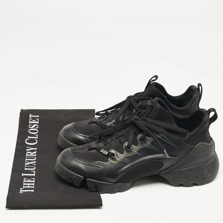 Pre Owned Dior Black Leather and Neoprene D-Connect Sneakers Size 37
