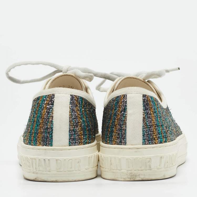 Pre Owned Dior Multicolor Metallic Foil Fabric Walk'n'Dior Low-Top Sneakers Size 40
