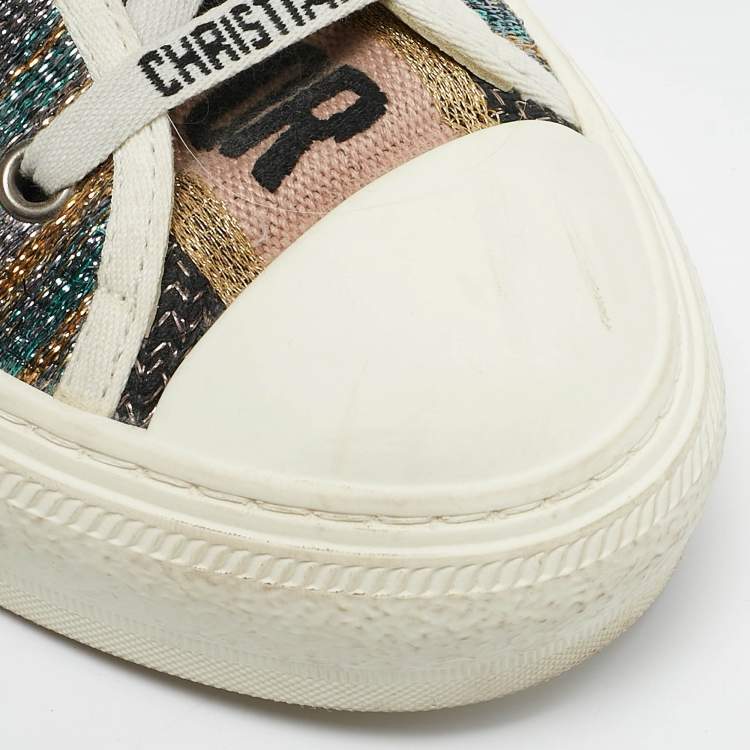 Pre Owned Dior Multicolor Metallic Foil Fabric Walk'n'Dior Low-Top Sneakers Size 40
