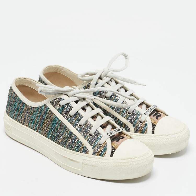 Pre Owned Dior Multicolor Metallic Foil Fabric Walk'n'Dior Low-Top Sneakers Size 40