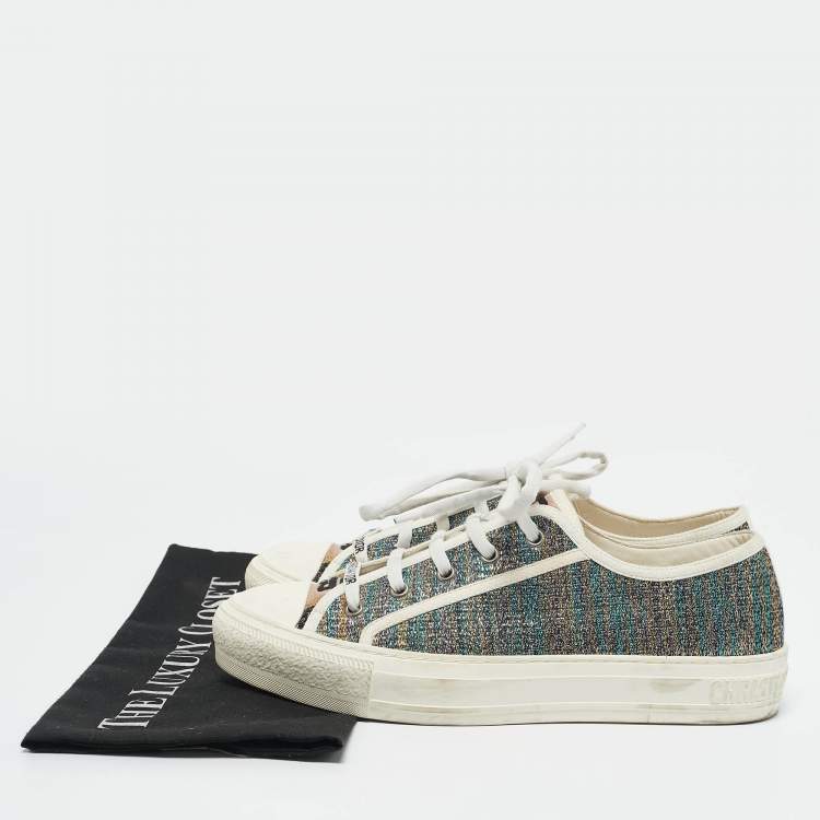 Pre Owned Dior Multicolor Metallic Foil Fabric Walk'n'Dior Low-Top Sneakers Size 40