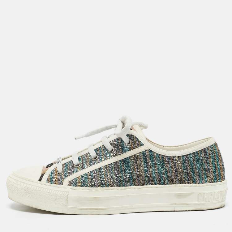 Pre Owned Dior Multicolor Metallic Foil Fabric Walk'n'Dior Low-Top Sneakers Size 40