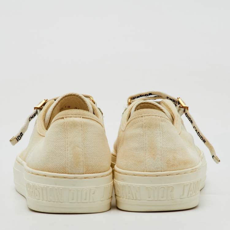 Pre Owned Dior Cream Canvas Walk'n'Dior Low Top Sneakers Size 36.5