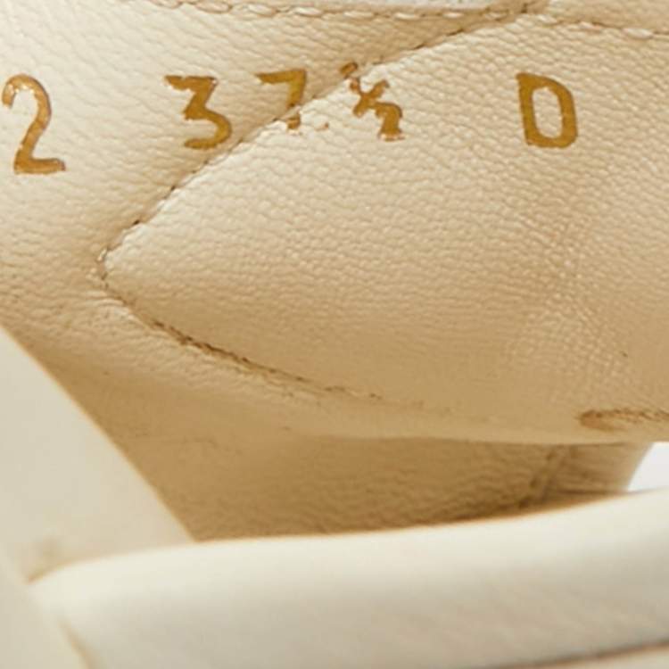 Pre Owned Dior Off White Quilted Leather Diorevolution Slide Sandals Size 37.5