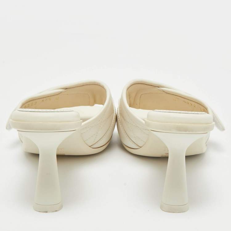 Pre Owned Dior Off White Quilted Leather Diorevolution Slide Sandals Size 37.5