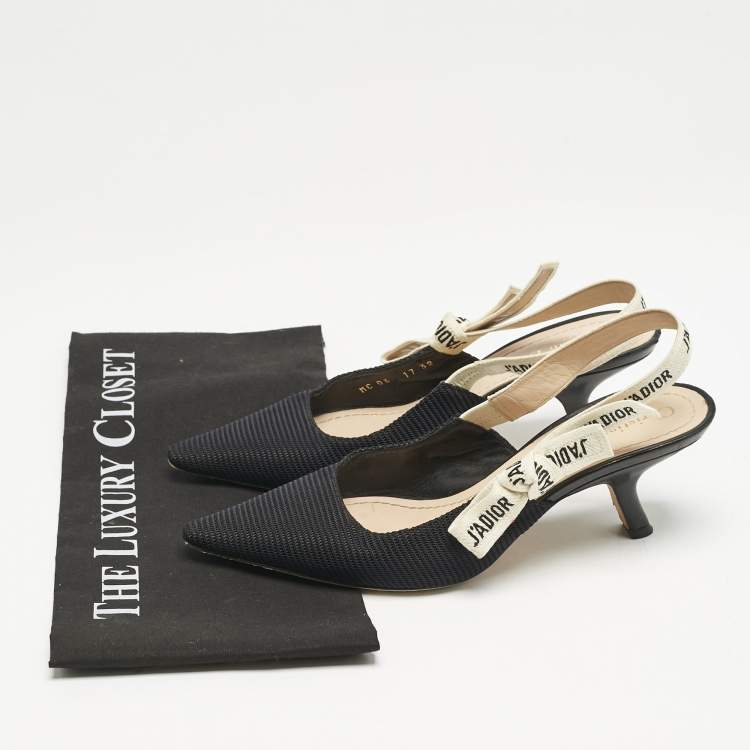 Pre Owned Dior Black Technical Fabric J'adior Slingback Pumps Size 38