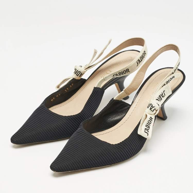 Pre Owned Dior Black Technical Fabric J'adior Slingback Pumps Size 38
