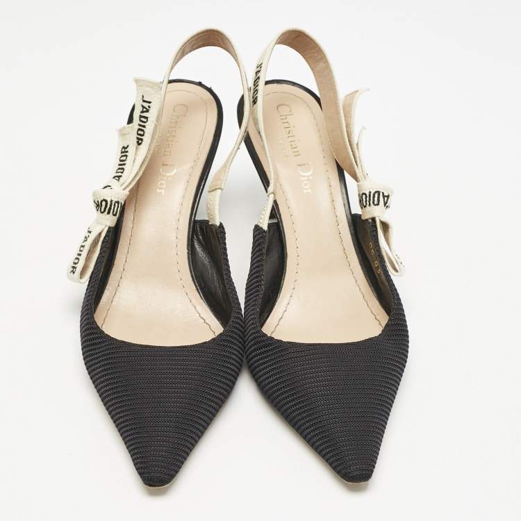 Pre Owned Dior Black Technical Fabric J'adior Slingback Pumps Size 38