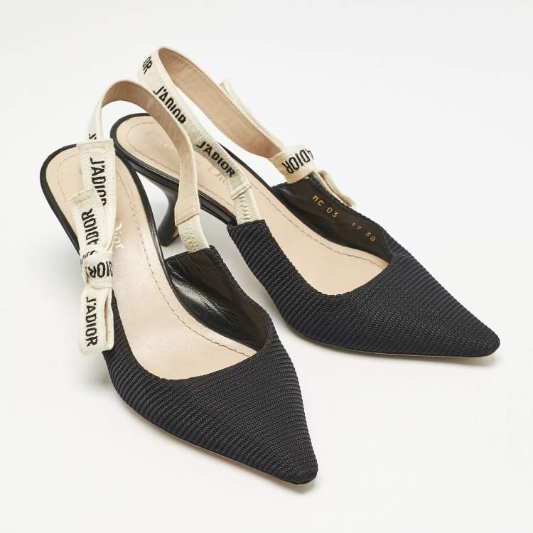 Pre Owned Dior Black Technical Fabric J'adior Slingback Pumps Size 38
