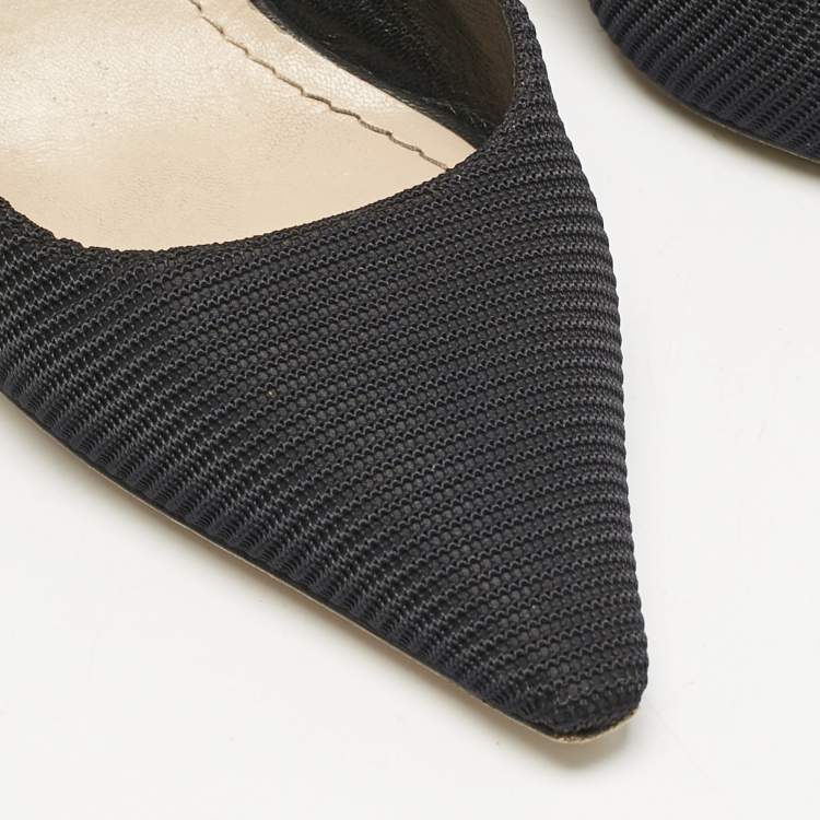 Pre Owned Dior Black Technical Fabric J'adior Slingback Pumps Size 38