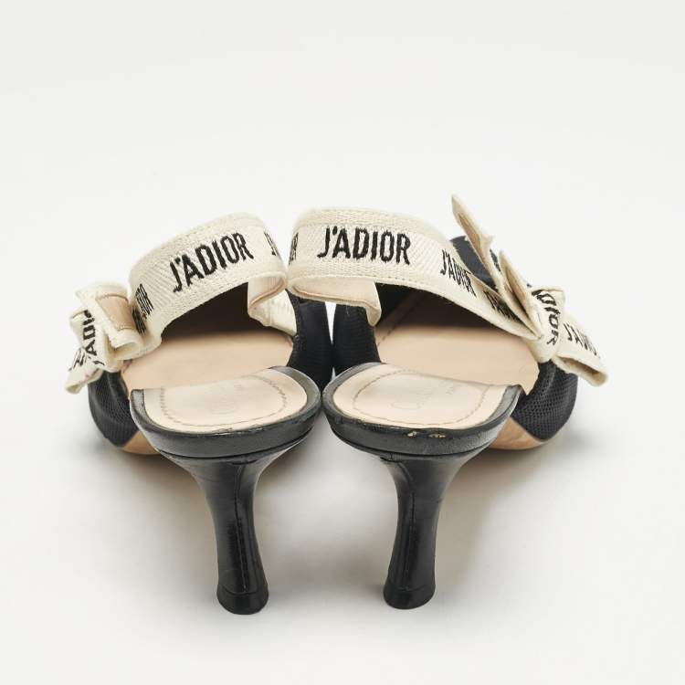 Pre Owned Dior Black Technical Fabric J'adior Slingback Pumps Size 38