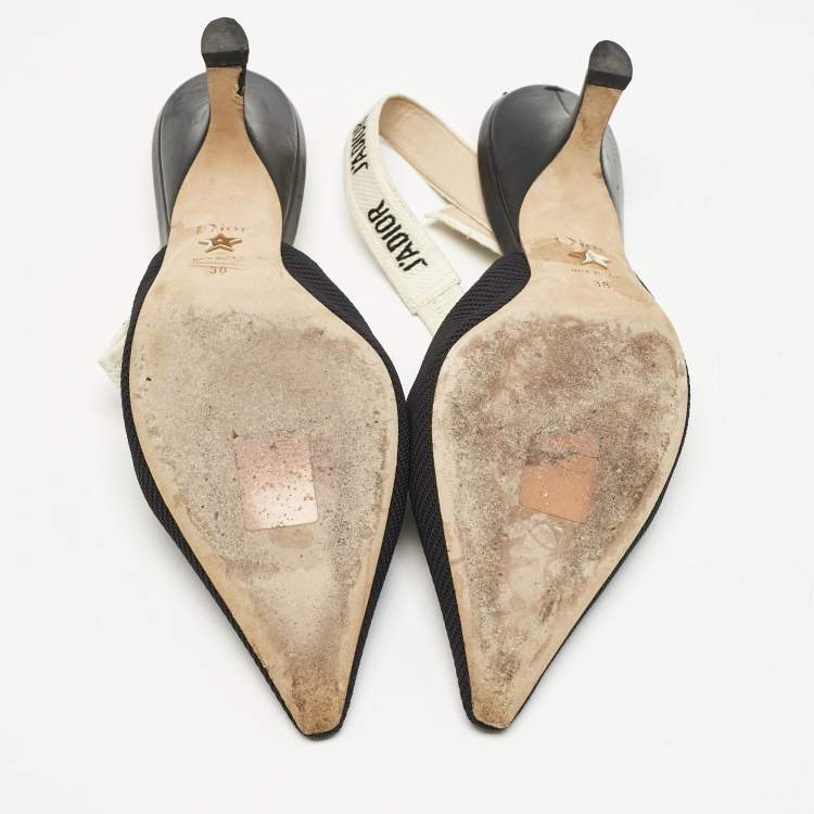Pre Owned Dior Black Technical Fabric J'adior Slingback Pumps Size 38