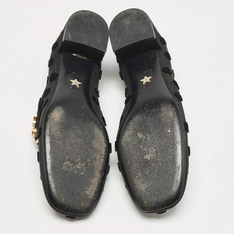 Pre Owned  Dior Black Suede And Mesh Baby-D Mary Jane Pumps Size 36