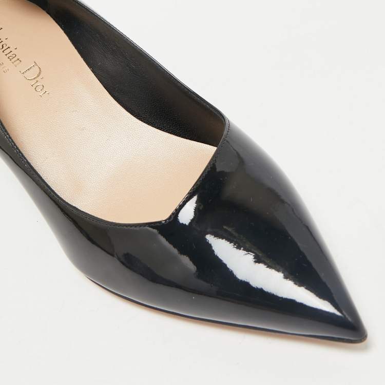 Pre Owned Dior Black Patent Leather Pointed Toe Pumps Size 37