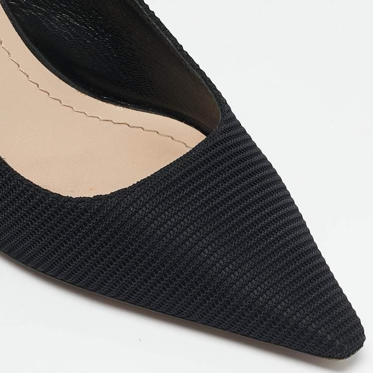 Pre Owned Dior Black Technical Fabric J'adior Slingback Pumps Size 38.5
