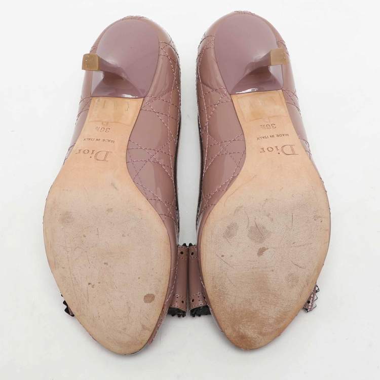 Pre Owned Dior Light Mauve Patent Leather Peep Toe Pumps Size 36.5