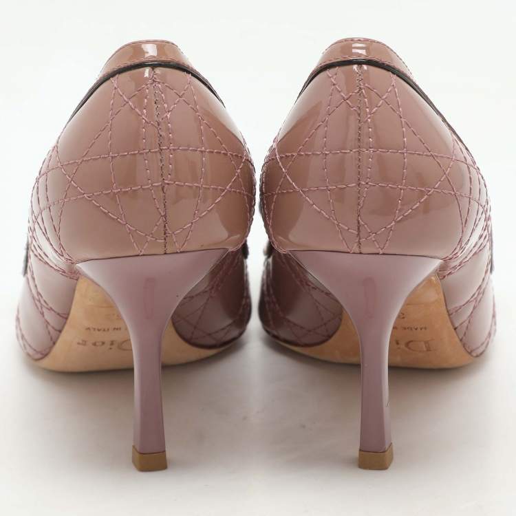 Pre Owned Dior Light Mauve Patent Leather Peep Toe Pumps Size 36.5