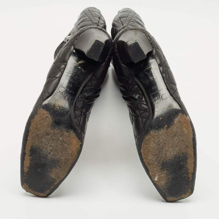 Pre Owned Dior Black Cannage Leather Knee Length Boots Size 42