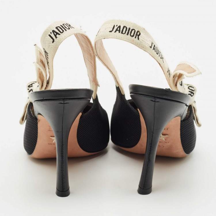 Pre Owned Dior Black Technical Fabric and Ribbon J'adior Slingback Pumps Size 39