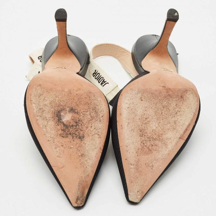 Pre Owned Dior Black Technical Fabric and Ribbon J'adior Slingback Pumps Size 39