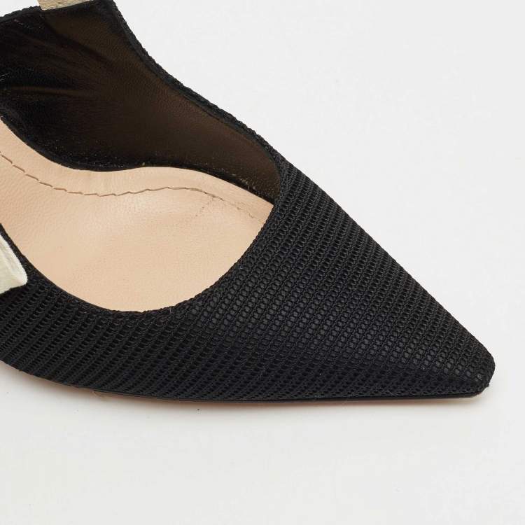 Pre Owned Dior Black Technical Fabric and Ribbon J'adior Slingback Pumps Size 39