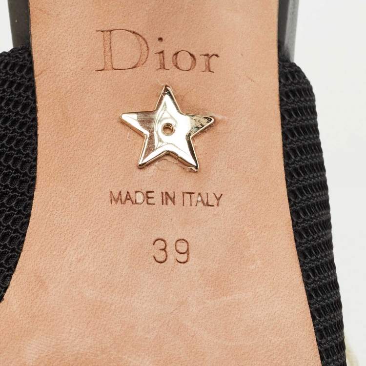 Pre Owned Dior Black Technical Fabric and Ribbon J'adior Slingback Pumps Size 39