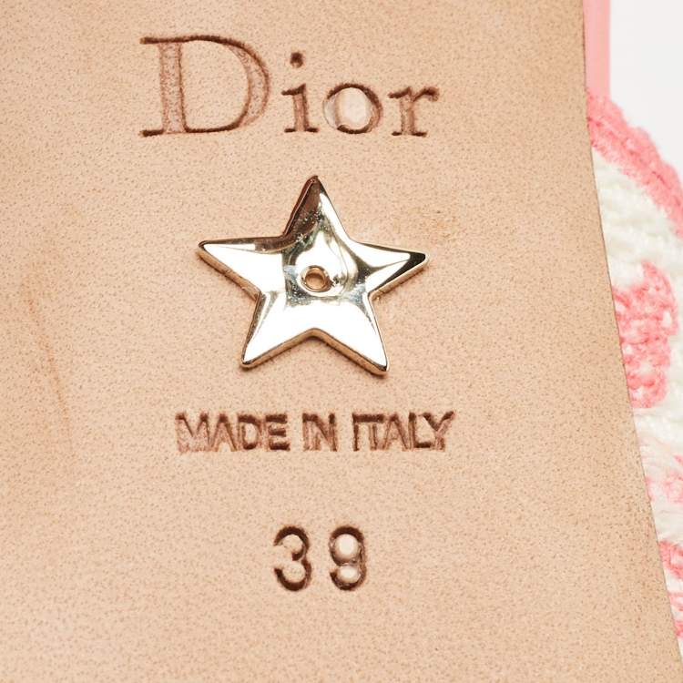 Pre Owned Dior Pink/White Technical Fabric J'Adior Slingback Pumps Size 39