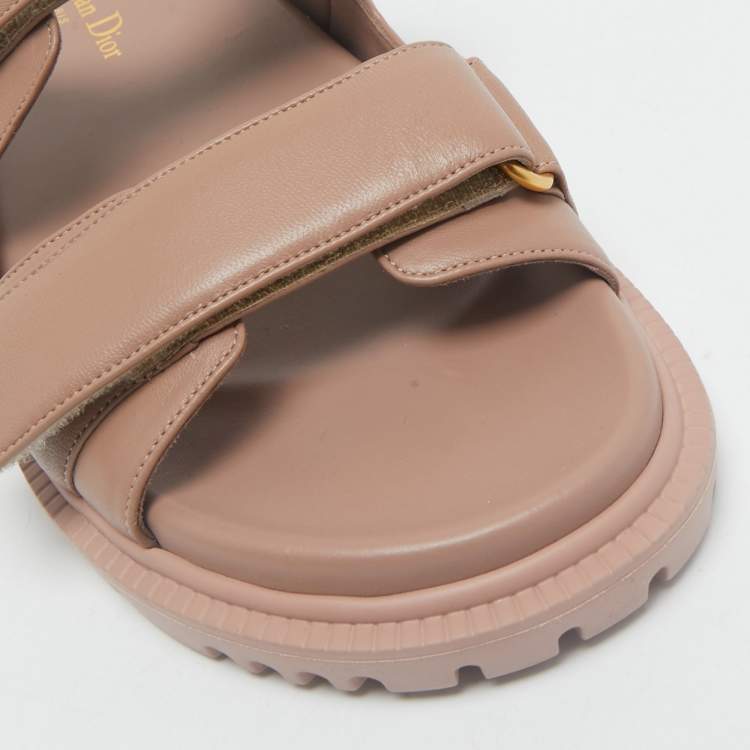 Pre Owned Dior Pink Leather DiorAct Flat Sandals Size 40