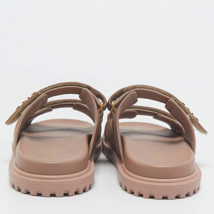 Pre Owned Dior Pink Leather DiorAct Flat Sandals Size 40