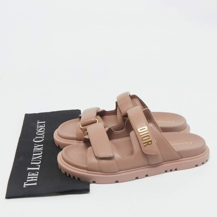 Pre Owned Dior Pink Leather DiorAct Flat Sandals Size 40