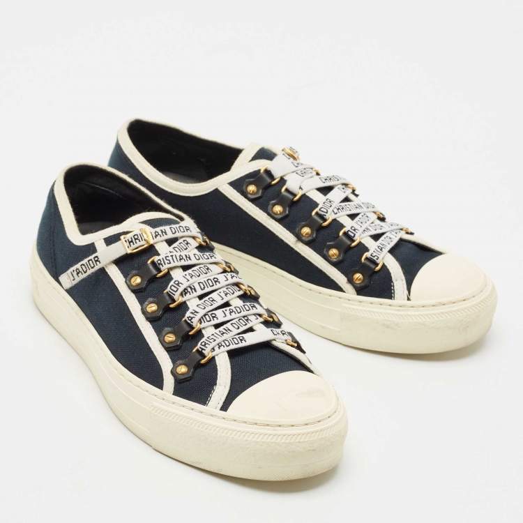 Pre Owned Dior Navy Blue Canvas Walk'n'Dior Low Top Sneakers Size 39