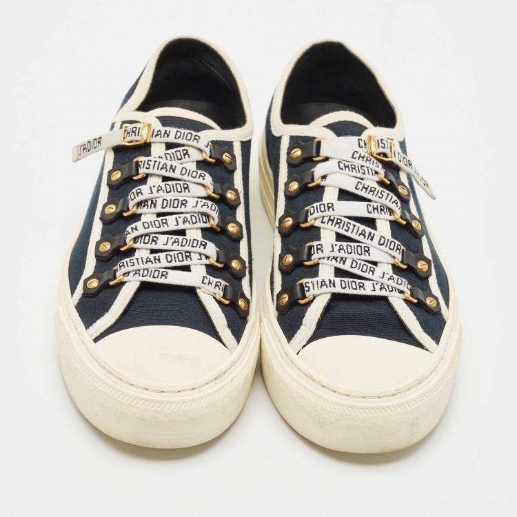 Pre Owned Dior Navy Blue Canvas Walk'n'Dior Low Top Sneakers Size 39