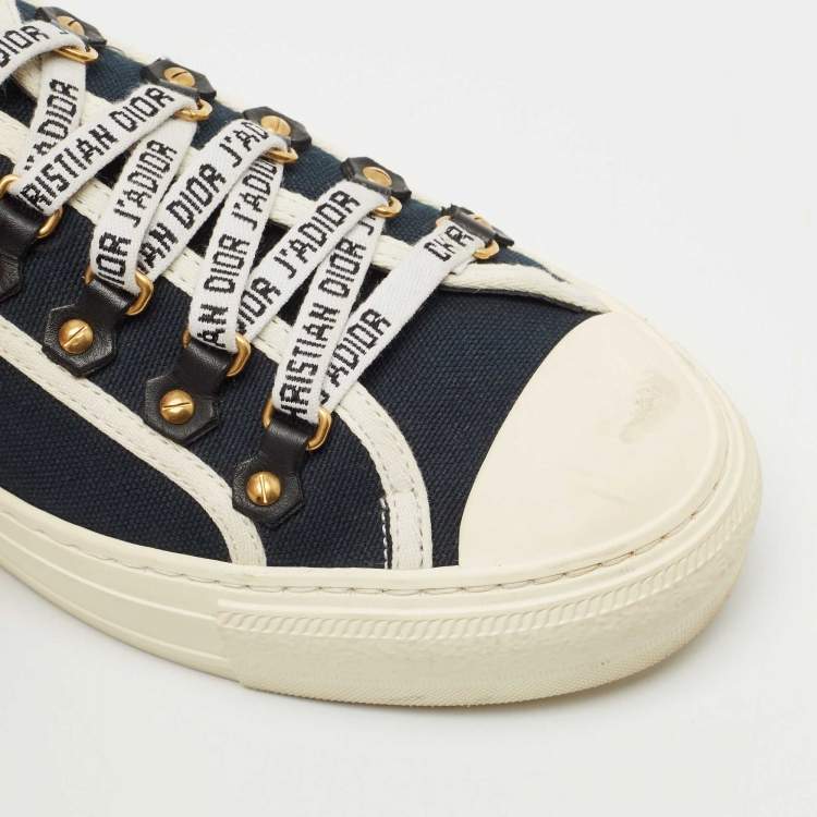 Pre Owned Dior Navy Blue Canvas Walk'n'Dior Low Top Sneakers Size 39