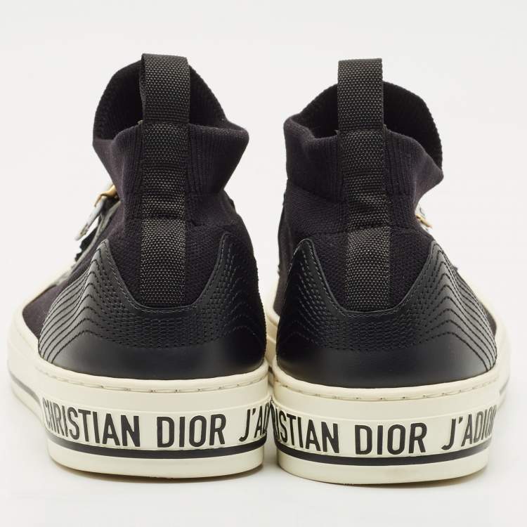Pre Owned Dior Black Technical Knit Fabric and Leather Walk'n'Dior Sneakers Size 41.5