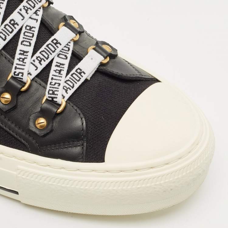 Pre Owned Dior Black Technical Knit Fabric and Leather Walk'n'Dior Sneakers Size 41.5