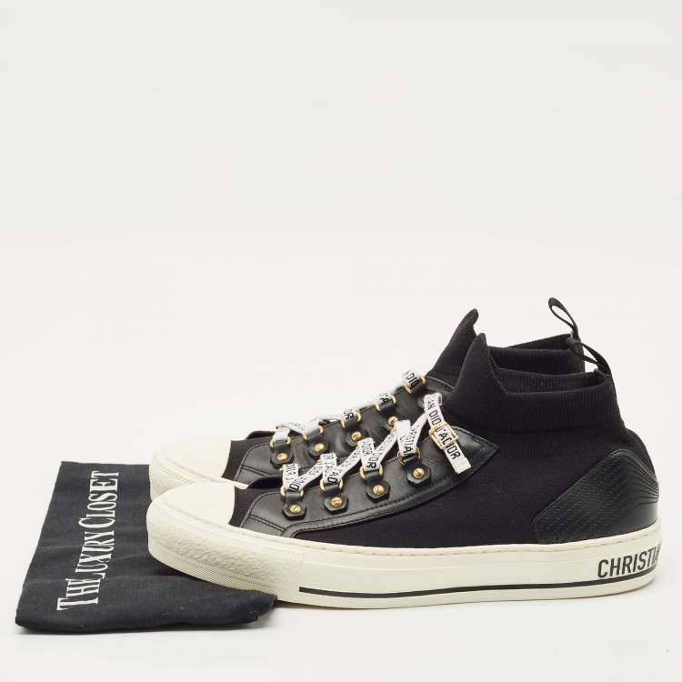 Pre Owned Dior Black Technical Knit Fabric and Leather Walk'n'Dior Sneakers Size 41.5