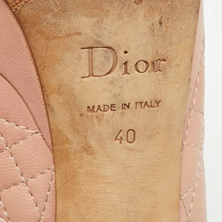 Pre Owned Dior Beige Cannage Leather and Patent Leather Bow Peep Toe Platform Pumps Size 40