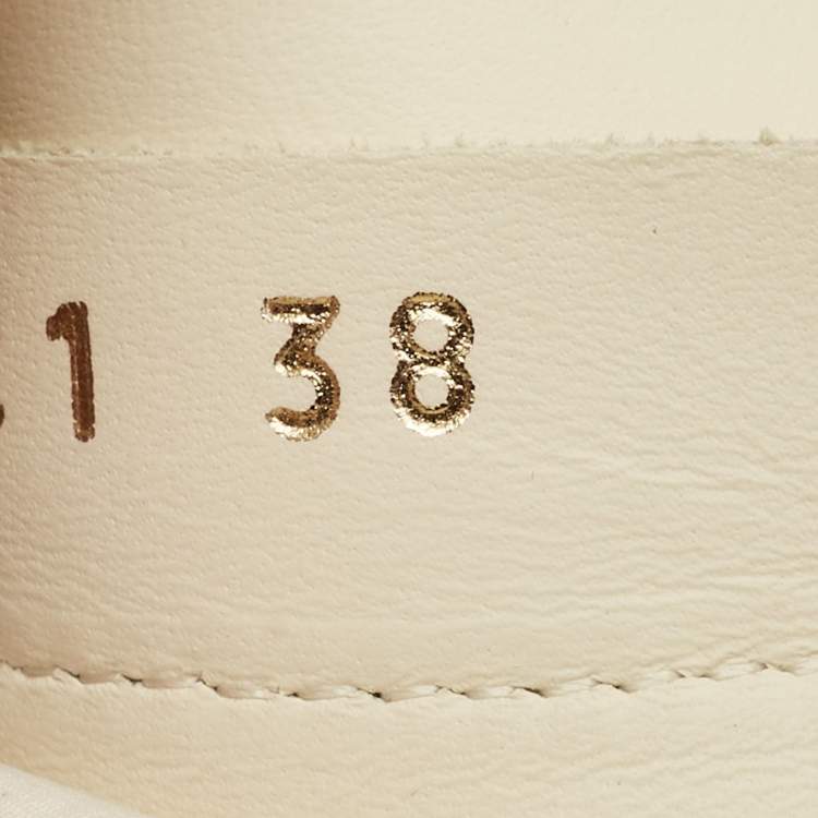 Pre Owned Dior Off White Leather D-Major Lace Up Combat Boots Size 38