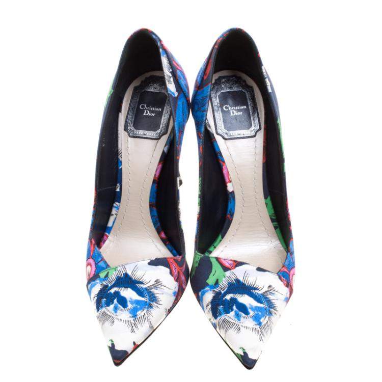 مملوكة مسبقًا Dior Floral Printed Canvas Pointed Toe Pumps Size 37
