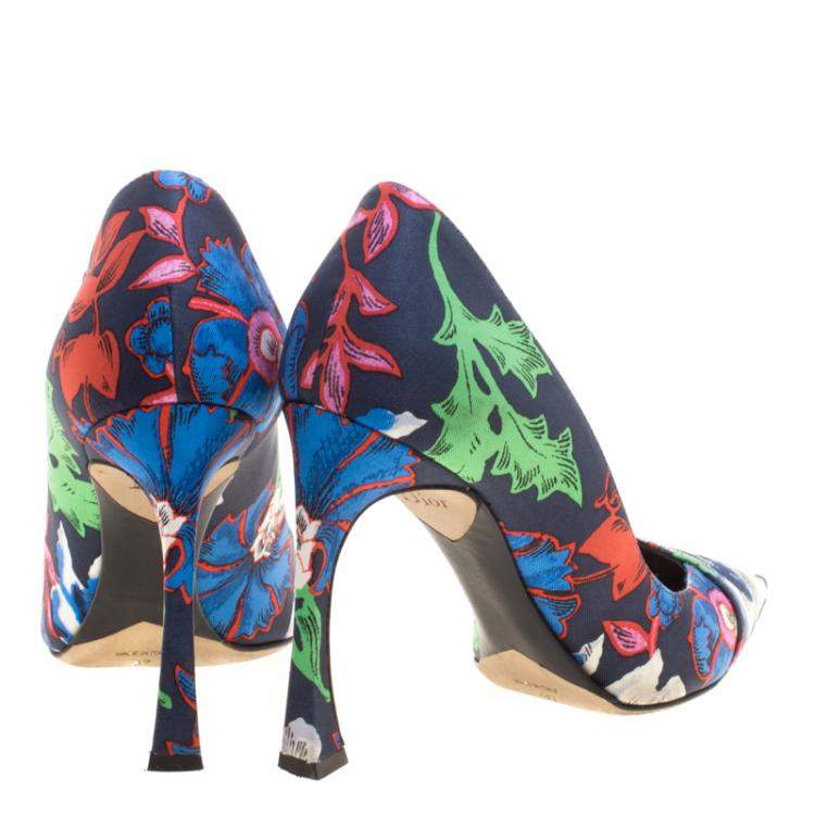 مملوكة مسبقًا Dior Floral Printed Canvas Pointed Toe Pumps Size 37