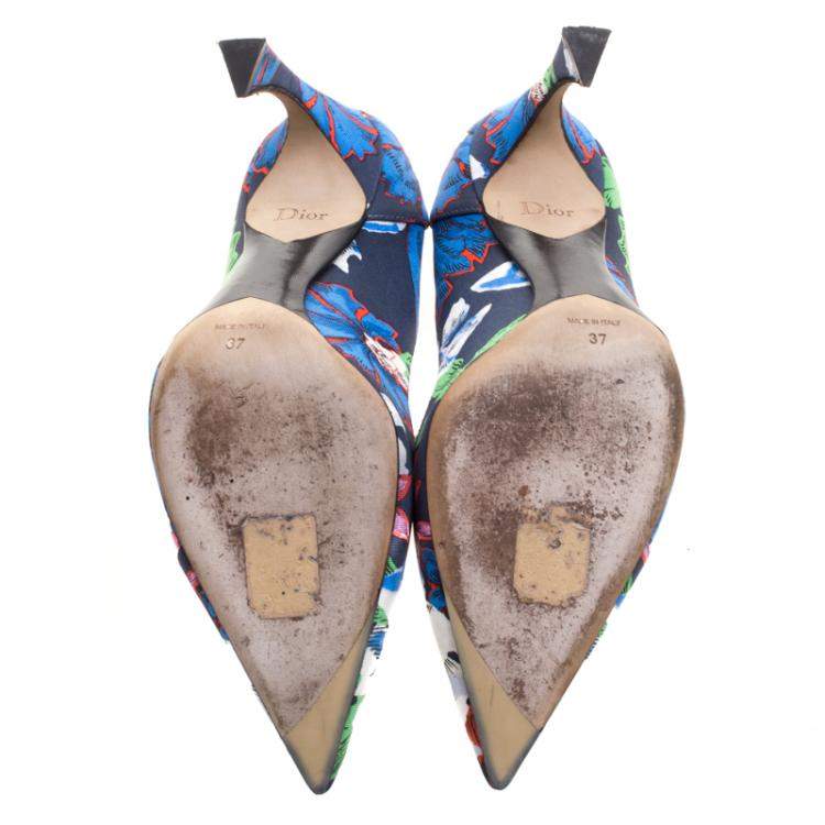 مملوكة مسبقًا Dior Floral Printed Canvas Pointed Toe Pumps Size 37